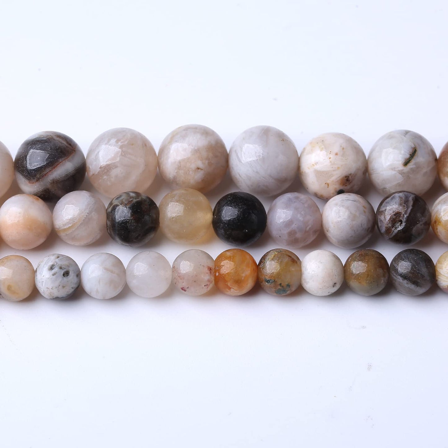 32PCS 12MM Natural Bamboo Leaf Agate Stone Beads Energy Healing Beads for DIY Jewelry Bracelet Necklace Making for Jewelry Making15Inch