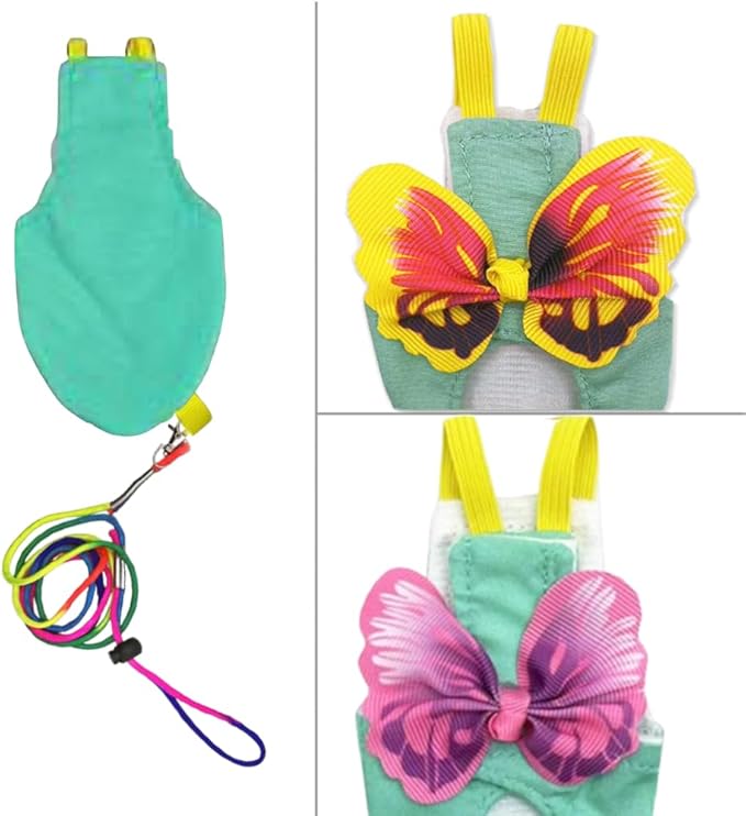 Pet Bird Diaper Harness Adjustable Parrot Harness and Leash Set Cockatiel Flight Suit with 60 Inch Leash Bow Tie Bird Flying Clothes for Conures Cockatoos Cockatiel Pigeon(Pink, Medium)