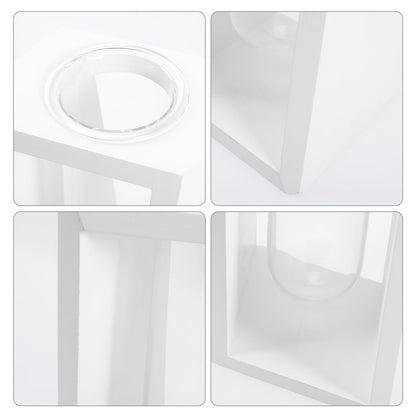 YARNOW Test Tube Plant Vase with White Wood Rack, Glass Hydroponic Propagation Tubes for Indoor Water Culture, Small Terrarium Holder for Home and Office Décor