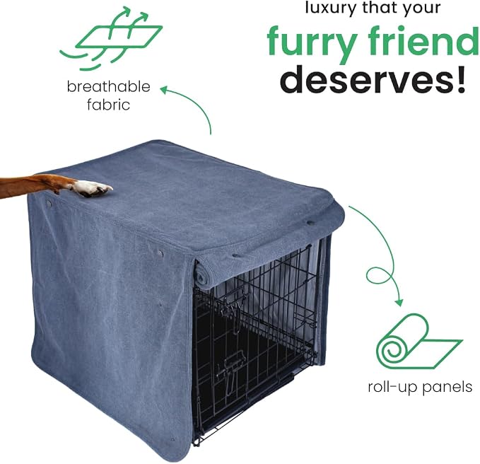 Molly Mutt Dragonstone Dog Crate Cover, GOTS-Certified 100% Organic Cotton Canvas Cover for Dog or Puppy Kennel and Cage, Washable, Free of Harmful Chemicals, Medium/Large, Fits 30"x19"x21" Crate