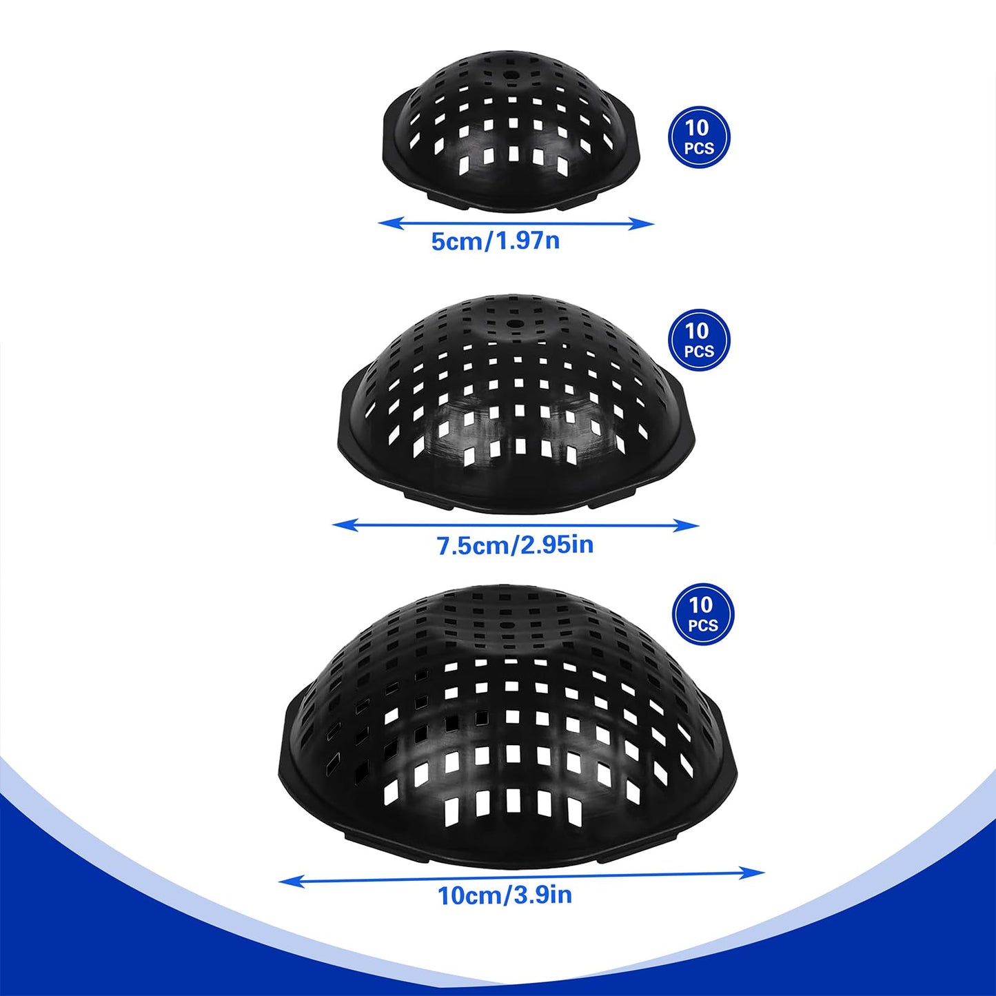HaoGludi 30 PCS Plant Pots Hole Mesh Pad, 3 Size Ppherical Planter Inserts Bottom Drainage Grid, Breathable Gasket Prevent Prevent Soil Leakage, for Potted Succulent, Black