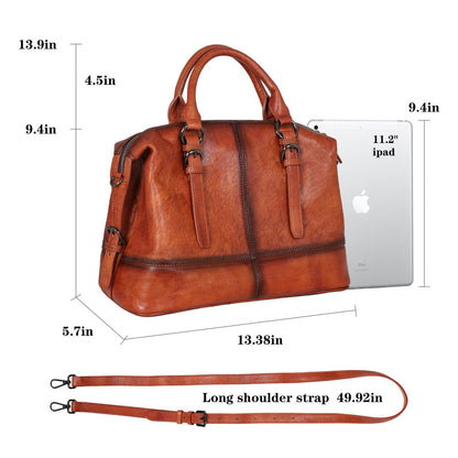 HESHE Brown Leather Purses and Handbags Tote Bags Top Handle Handbags Shoulder Purse for Women Ladies Satchel Bags (Brown)