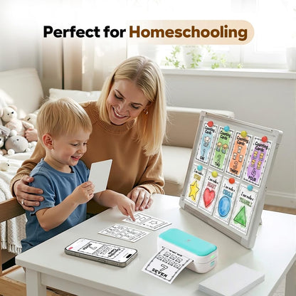 Phomemo M03C Mini Flashcards Printer, Mini Flash Cards Sticker Printer for Preschoolers, DIY Printable Learning Tool, Montessori Toddler Card Tool for Math, Phonics, Sight Words, Homeschool Supplies