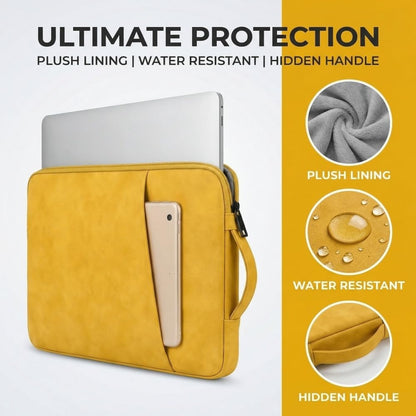 PU Leather Laptop Sleeve 14 inch, Slim Laptop Carrying Case Bag Computer Sleeve Cover Compatible with MacBook Air/Pro, HP, Dell, Lenovo, Asus(Yellow)
