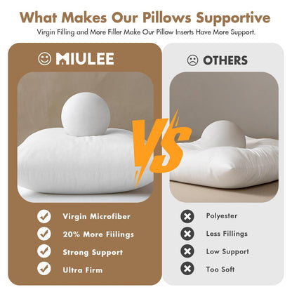 MIULEE Set of 4 Throw Pillow Inserts 20x20 Inches, 100% Virgin Filling Nowoven Pillow Inserts for Couch Sofa Living Room