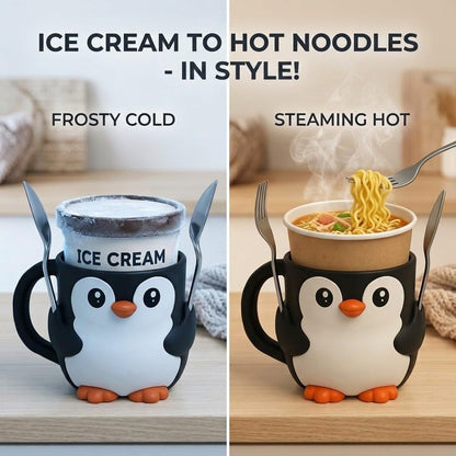 Ice Cream Pint Holder – Fits Standard Pints – Dual Spoon Sockets – Keeps Hands Warm – Fun Unique Designs with Vibrant Colors – Reusable Ice Cream Sleeve - Ramen Noodle Holder (Pumpkin)