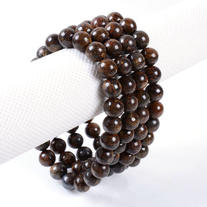 Justinstones Natural Bronzite Gemstone 8mm Round Beads Stretch Bracelet 7 Inch Unisex