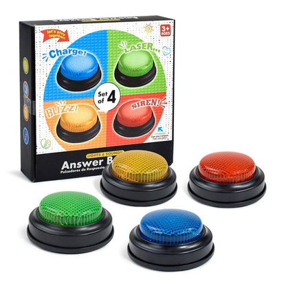 Buzzers for Trivia Games,Game Answer Buzzers with Lights and Sound for ClassroomBuzzer for Game Show,Quizzes Party,Adults and Teacher Supplies(Set of 4)