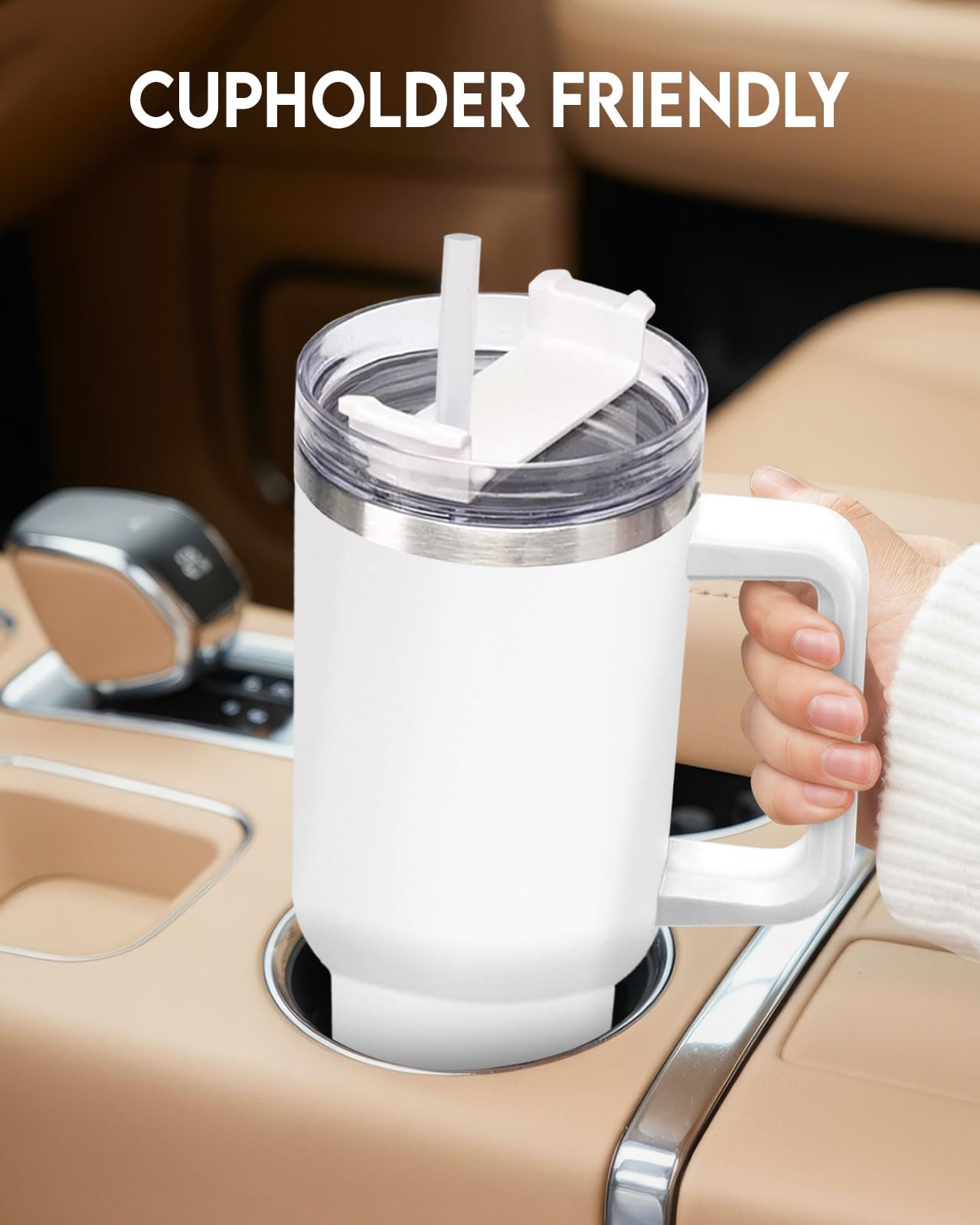 GEPOSTORE 40oz Tumbler with Handle and Straw Insulated Travel Mug