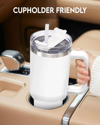 GEPOSTORE 40oz Tumbler with Handle and Straw Insulated Travel Mug