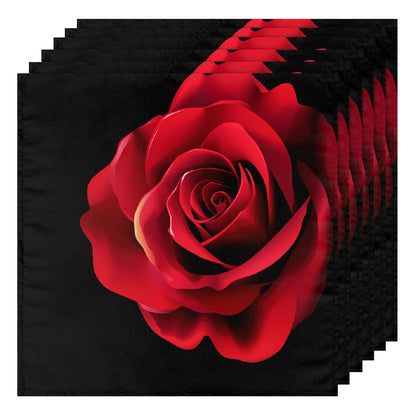 YPPAHHHH Red Rose Flower Black Cloth Napkins Set of 6 Table Napkin Cloth Washable Wrinkle Free Dinner Napkins for Holiday Parties Wedding Restaurant Decor