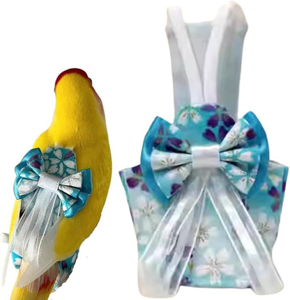 Bird Diaper Cockatiel Clothes Flight Suite, Reusable Parrot Nappy with Waterproof Inner Layer, Cute Pigeon Pants Urine Wet Suit Costume for Conure Macaw (Blue B,Pigeon)