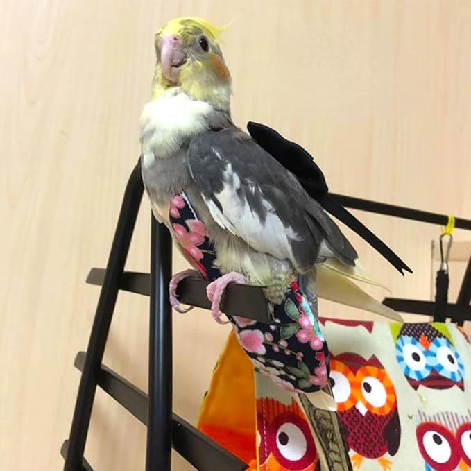 Bird Flight Suits Diapers, Parrot Flight Suits Diapers for Quaker Parakeets Cockatiels Flight Suits, Parrot Clothes (Almond A,Sulphur-Crested Cockatoo)