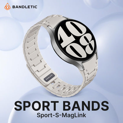 Bandletic Silicone Magnetic Band Compatible with Samsung Galaxy Watch 7 6 5 4 FE 40mm 44mm/Watch 6 4 Classic 43mm 47mm 42mm 46mm/Watch 5 Pro 45mm, 20mm No Gap Soft Sport Strap for Men Women