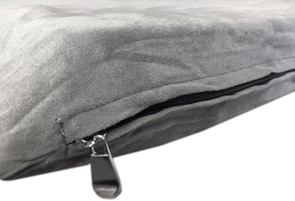Durable Comfort Micro-Cushion Memory Foam Pet Dog Pillow Bed with Waterproof Liner + External Cover for S,M,L Dogs- Complete Set (Gray Microsuede, 36''x29'')