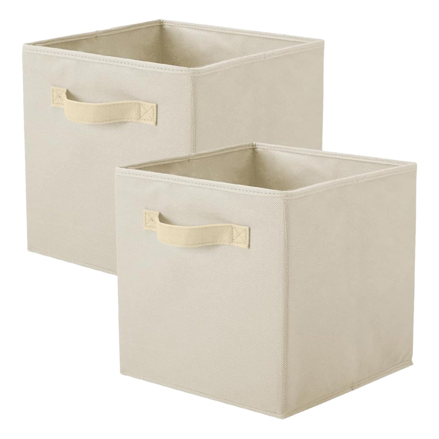 PowerKing Collapsible Storage Cubes with Handles, Fabric Foldable Bins for Closet Shelves, Durable Organization Storage Bins, 10.5'' x 11'' x 10.5'', 2 Pack, Cream