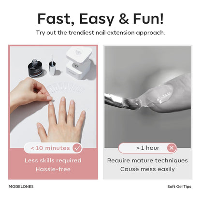 modelones 9 in One Gel Nail Glue Brush On Nail Glue 15 ml for Tips, Rhinestones, Base Coat, Blooming Art Gel Kit for Press on Nails Acrylic Tips U V Lamp Needed 2Pcs