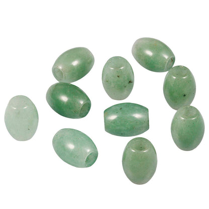 TUMBEELLUWA Stone Bead for Jewelry Making, Healing Crystal Large Hole Oval Shape Loose Beads Pack of 15, Green Aventurine