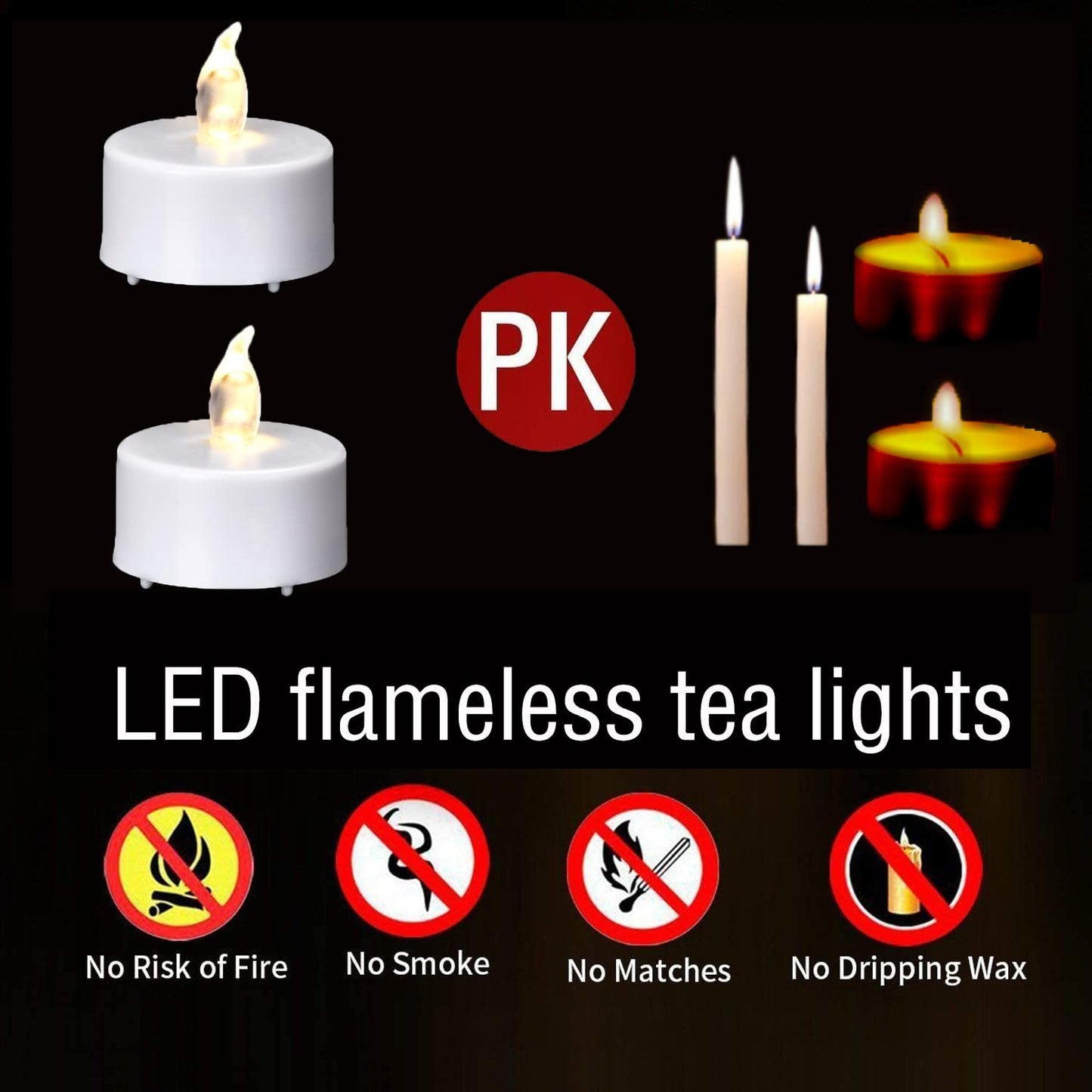 Tappovaly Battery Operated LED Tea Lights:50 Pack Flameless Votive Candles Lamp Realistic and Bright Flickering Long Lasting 200Hours for Wedding Holiday Party Home Decoration (Warm White)