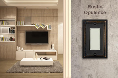 OKAWYC Single Decorator Light Switch Cover Belaire Beaded Metal Wall Plate, 4-Pack Aged Bronze 1 Gang Single Rocker Oil Rubbed Bronze Receptacle Dimmer Switch GFCI Outlet Decorative Wallplate, Durable