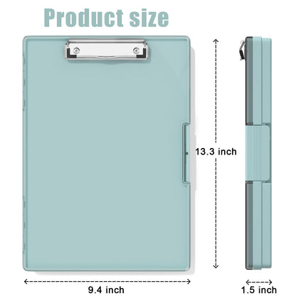 Hongri Clipboard with Storage, Green 8.5 x 11 Folder Nursing Side Opening, Heavy Duty with Dual Compartment, Smooth Writing for Teachers, Classroom, Size 13.3 x 9.4 x 1.5 in, Office & School Supplies