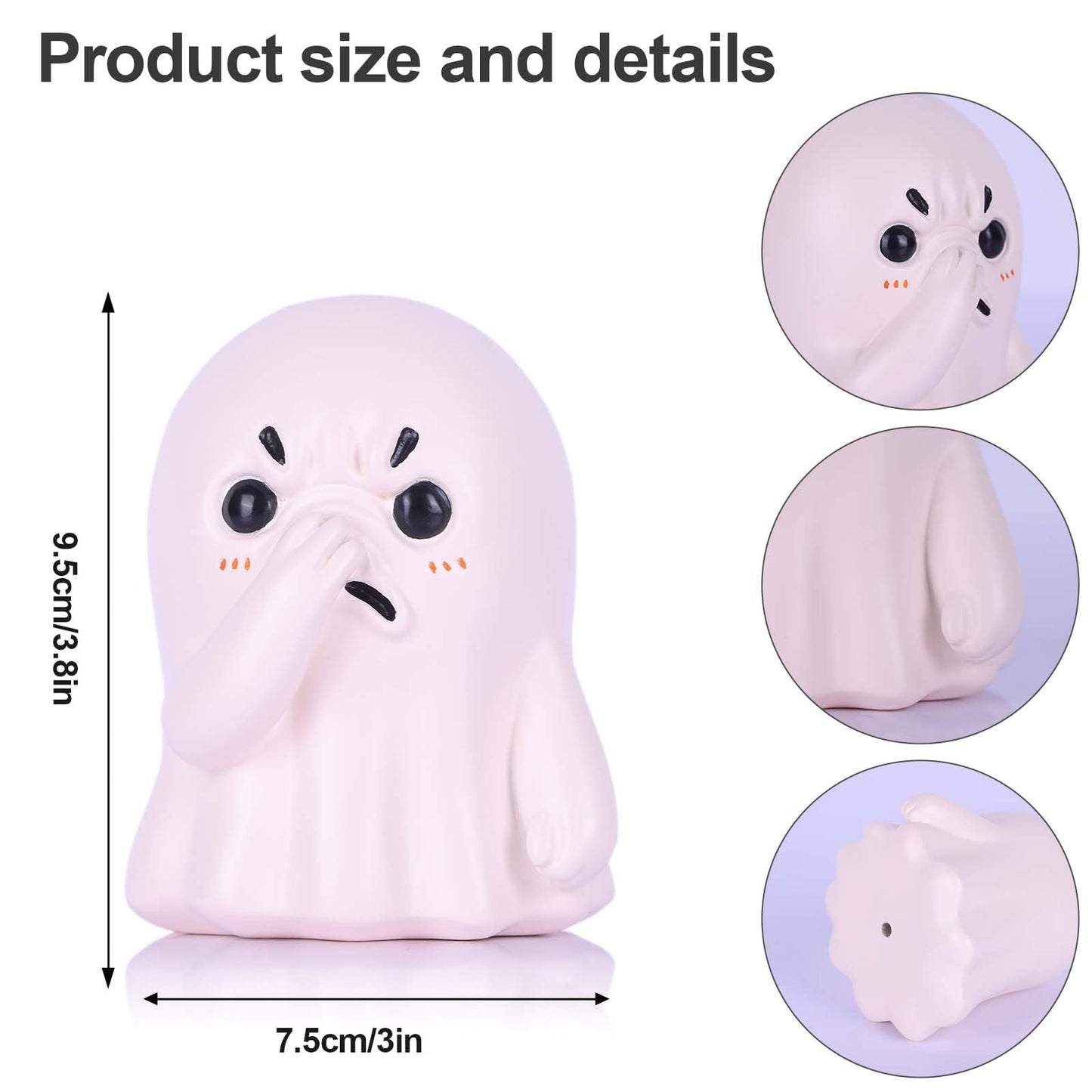 PlivBloom Holding Nose Ghost Figurine – Funny Halloween Ghost Statue for Bathroom or Shelf Decor, Spooky Knick Knacks, Cute Resin Desk Figurines, Ghost Decorations and Quirky Home Gifts (White)
