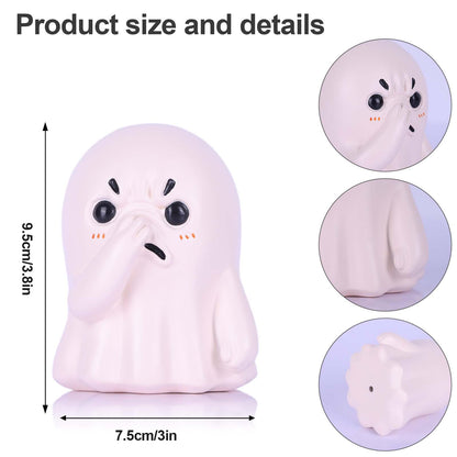 PlivBloom Holding Nose Ghost Figurine – Funny Halloween Ghost Statue for Bathroom or Shelf Decor, Spooky Knick Knacks, Cute Resin Desk Figurines, Ghost Decorations and Quirky Home Gifts (White)