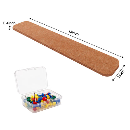8-PCS 13"×2" Felt Bulletin Board Strips with Thumbtacks, Self-Adhesive Felt Strips, Suitable for Office, Classroom, and Home Decoration, Can Be Used to Stick Notes, Photos, and Memos(Brown)