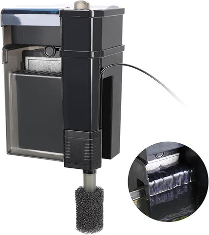 hygger Aquarium Filter, Ultra Quiet Aquarium Hang on Filter, Multi-Stage Filtration Activated Carbon Biochemical Fish Tank Filter for up to 50 Gallon Aquariums, Adjustable Flow, 153 GPH, 7W, Black