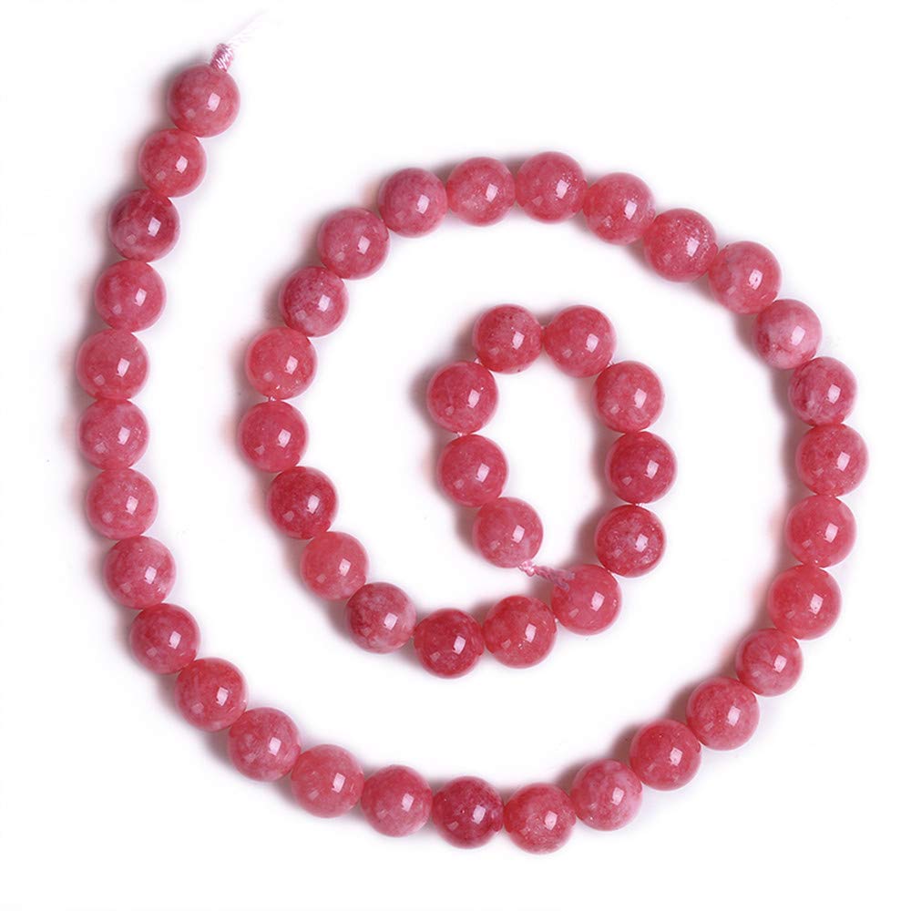 PLTbeads Natural Gemstone Loose Beads Smooth Round Approxi 15 inch DIY Bracelet Necklace for Jewelry Making (6mm, Rhodonite Dyed Jade)