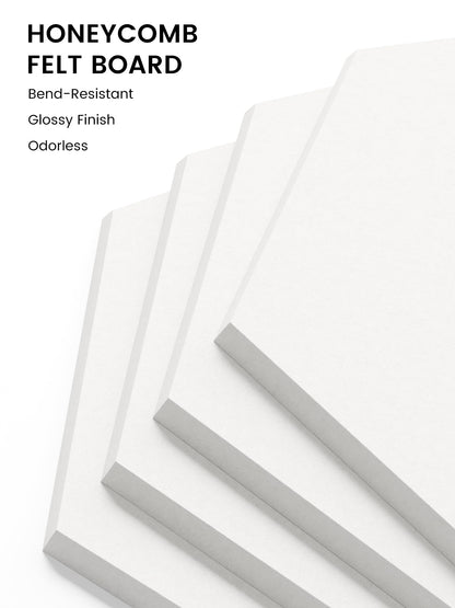Fluxynara Hexagon Cork Board Alternative for Walls Decor-8-Pack Felt Bulletin Board Tiles,with 30 Pushpins,50 Adhesive Tabs for Office,Classrooms & Home Pin Board Felt Board-Milky White