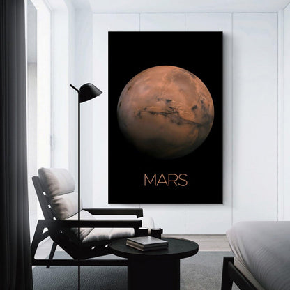 XIAOLOUTINYU Solar System Canvas Wall Art - Mars Planet Space Poster for Kids Room Bedroom Classroom, STEM Educational Astronomy Decor, Science Gift for Boys Girls Teens, 12x18 Inch Unframed