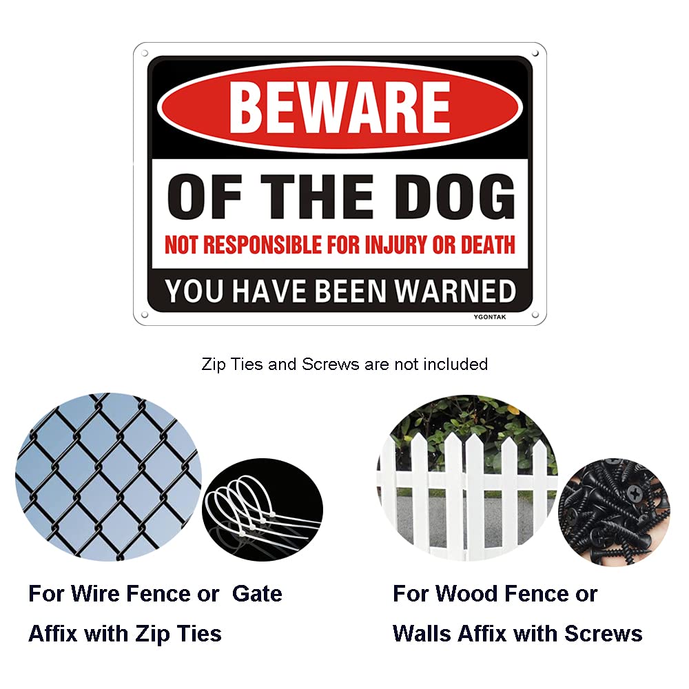 4Pcs Beware of Dog Sign 10 X 7 Inch Aluminum Alloy UV Print Reflective Beware of Dog Signs for Indoor Outdoor