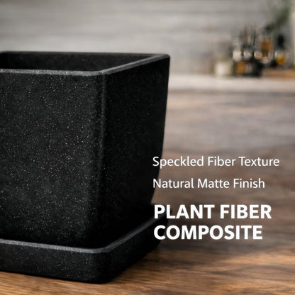 5 Pack 3.5 Inch Small Planter Pots with Drainage Holes and Saucers, Matte Square Indoor Plant Pots for Succulents and Herbs, Lightweight Modern Planters for Kitchen Herb Garden, Windowsill or Desk