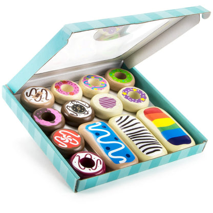 Baker's Dozen Wooden Donuts, 13 Assorted Colorful Wood Eats! Pastries by Imagination Generation