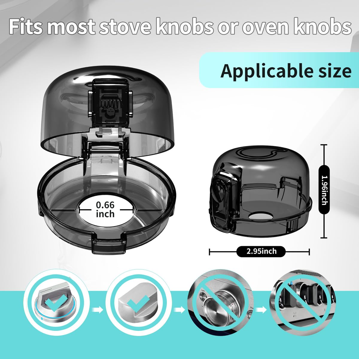 Stove knob Safety Covers (5-Pack) - Child Proof Gas Stove Knob Locks, Baby Proofing Safety Covers for Gas Stoves & Ovens, Heat Resistant & Durable, Easy to Install, Black