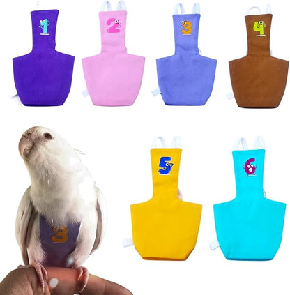 Bird Diaper Protective Parrot Nappy - 6 Pack, Reusable Flight Suit with Waterproof Inner Layer, Washable Cute Urine Wet Suit for Cockatiel Conure Macaw Lovebird (Macaw)
