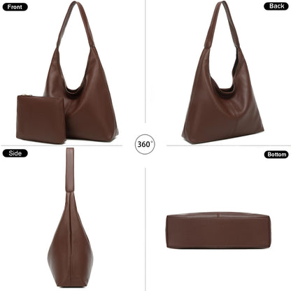 Casual Hobo Bag for Women Soft Shoulder Bags Slouchy Pu Leather Tote Purses for Work Travel