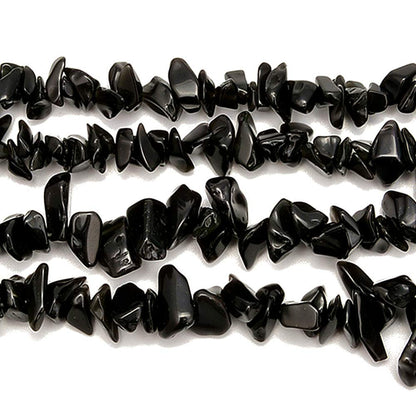 PLTbeads 5-8mm Natral Healing Gemstone Waist Bracelets Necklace Kit Irregular Stone DIY Crafts Design Jewelry Making 1 Strand per Bag Approxi 34 inch (Black Obsidian Chips)