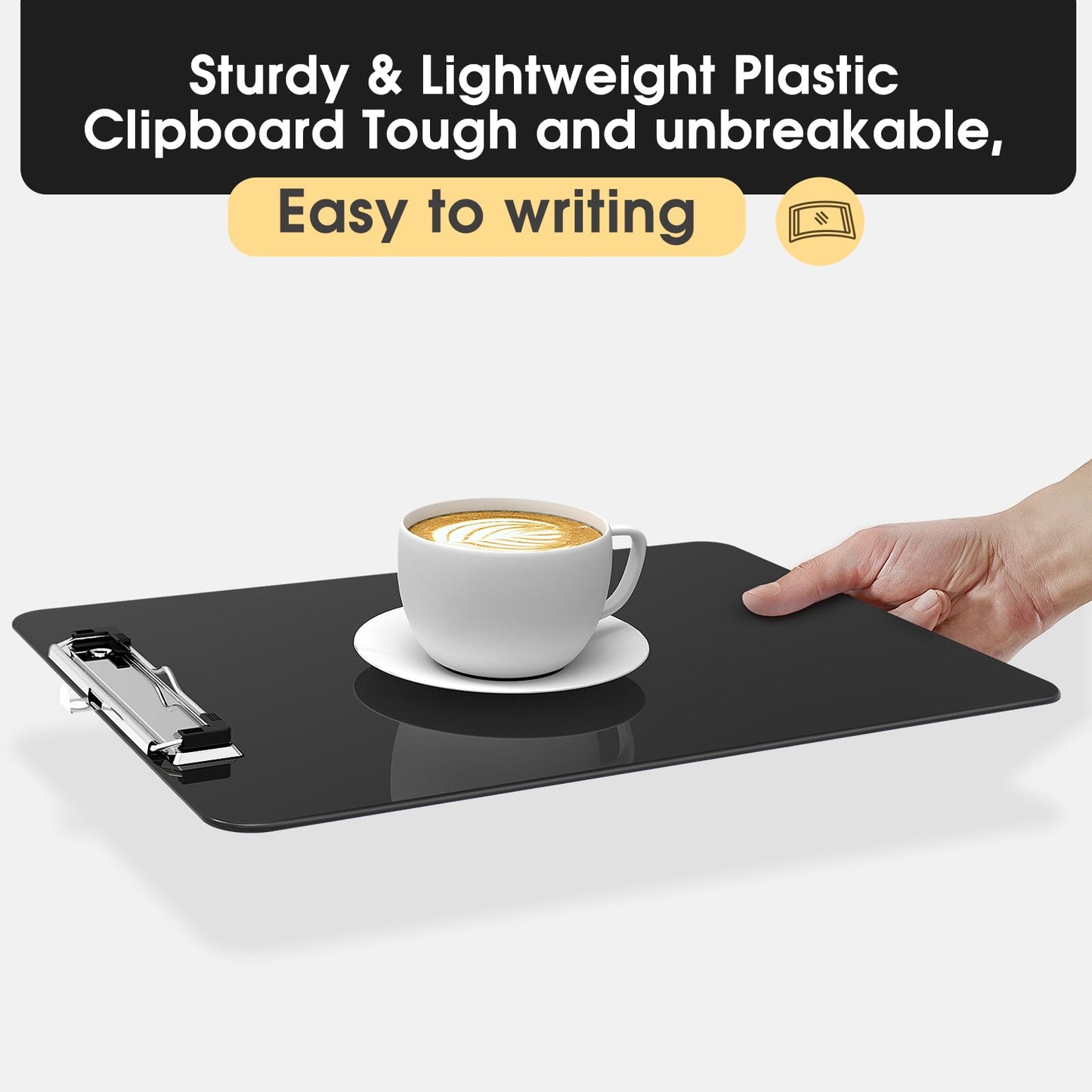 Macroclo Plastic Clipboards, A4 Black Clip Board 8.5x11 for Classroom, Students, Kid, Woman, Size 9" x 12.5" with Low Profile Clip, Office & School Supply