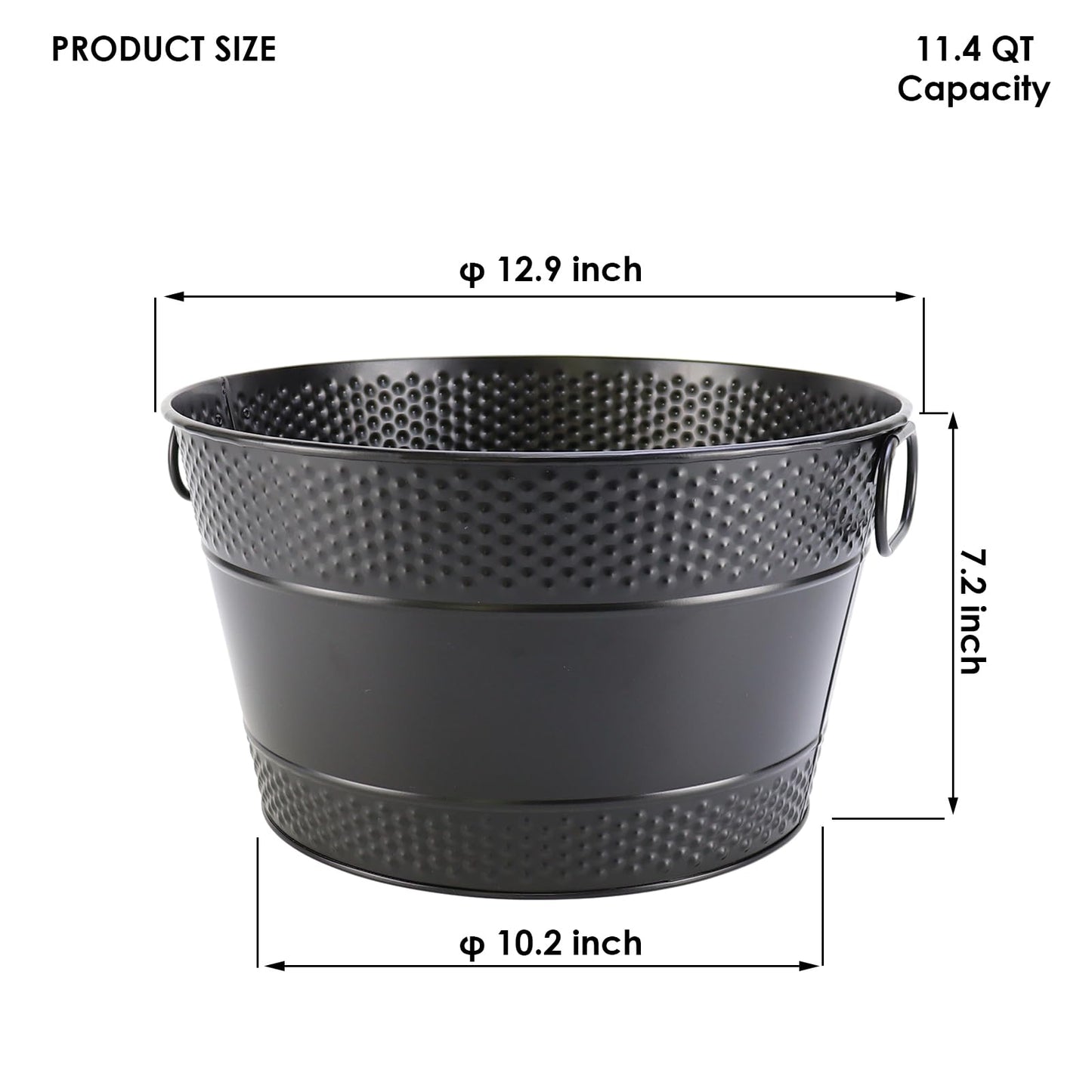 Ice Bucket for Parties Galvanized Beverage Tub, Drink Buckets Galvanized Bucket with Handles for Wine Beer Champagne Cocktails for Catering Bars(Black-1PC)