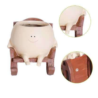 NINIPAPA Cute Plant Pots Smiley Face Planter Funny Flower Pot, Rocking Chair Large Face Pot for Indoor Plants, Unique Head Planters Plant Lover Gifts on Mother's Day Birthday