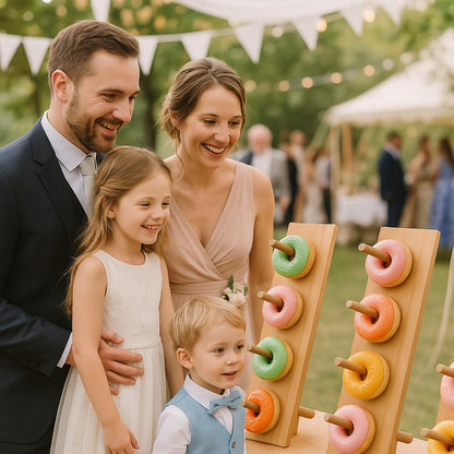 Christmas Gift Bamboo Donut Wall Stand (Pack of 3) - Wooden Doughnut Display Stand for Christmas Party, Birthday, Wedding, Dessert Table Decoration