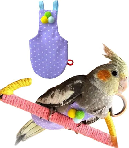 Bird Flight Suits Diapers, Parrot Flight Suits Diapers for Monk Parakeets, Cockatiels Flight Suits, Parrot Clothes, Bird Training Nappy Suit Liners Clothes (Purple-B,Green-cheeked Conure)