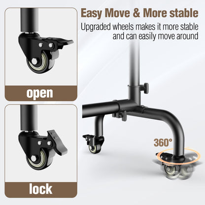 EMART Rolling Backdrop Stand with Wheels - 10 x7.5 ft (WxH) Adjustable - Moveable Photo Banner Background Holder Photography Frame Kit Adjustable for Parties Decoration Photoshoot
