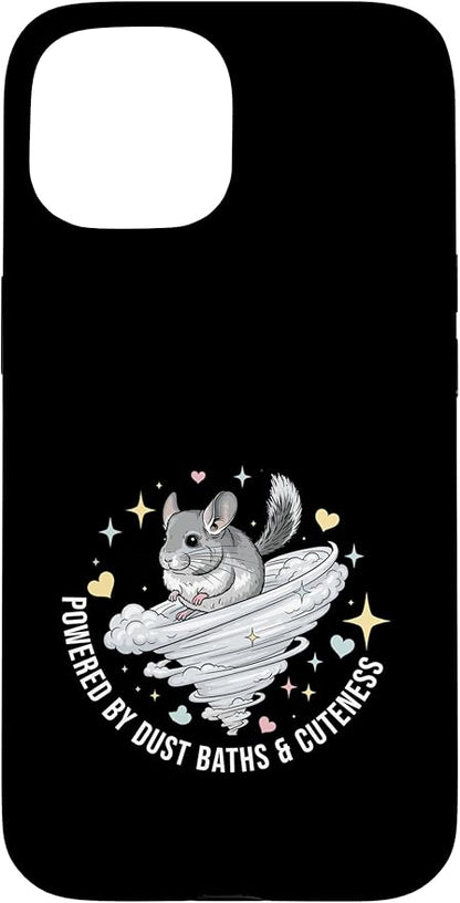 Powered by Dust Baths and Cuteness Chinchilla Love Case for iPhone 15