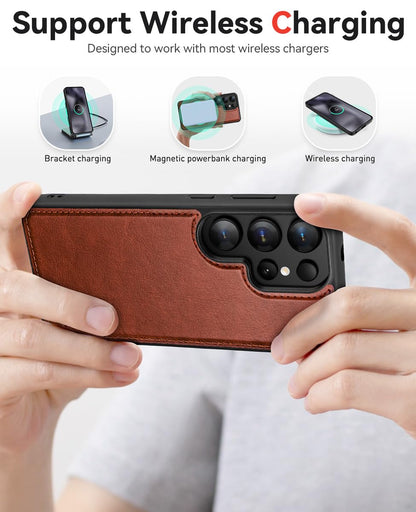 OCASE for Samsung Galaxy S25 Ultra Detachable Wallet Case with Card Holder, [2 in 1] PU Leather Flip Folio Case with RFID Blocking Stand Wrist Strap Shockproof Phone Cover 2025, Dark Brown