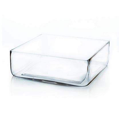 WGV Square Block Glass Vase, Length 12", Height 4", Clear Large Planter Terrarium, Floral Container for Wedding Party Event, Home Office Decor, 1 Piece