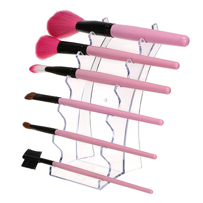 Hipiwe Acrylic Pen Holder Display Stand Clear Makeup Brush Rack Organizer Holder 6-Slots Nail Brush Eyebrow Fountain Pen Rack Display (Pack of 2)
