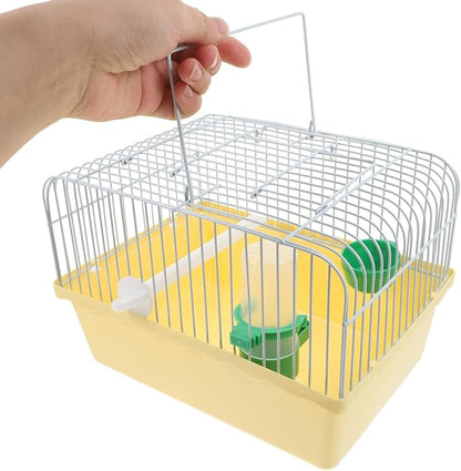 Toddmomy Portable Bird Cage with Waterer Food Box and Perch Lightweight Spacious Travel Bird Carrier for Parakeets Lovebirds 9.25X6.49X6.37 Inch